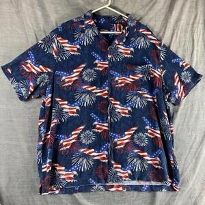 George Mens Shirt 2XL Short Sleeve Patriotic USA Stars And Stripes July 4th​